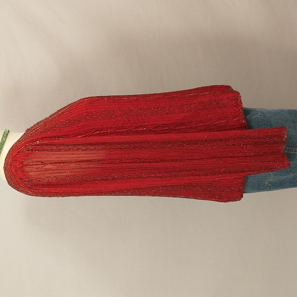 Vintage Red Beaded Top Quality Evening Blouse Christmas Holiday Silk Lawrn Kazar - Picture 3 of 12